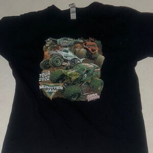 Kids Size L Gildan Monster Jam Tour 2022 Black T-Shirt